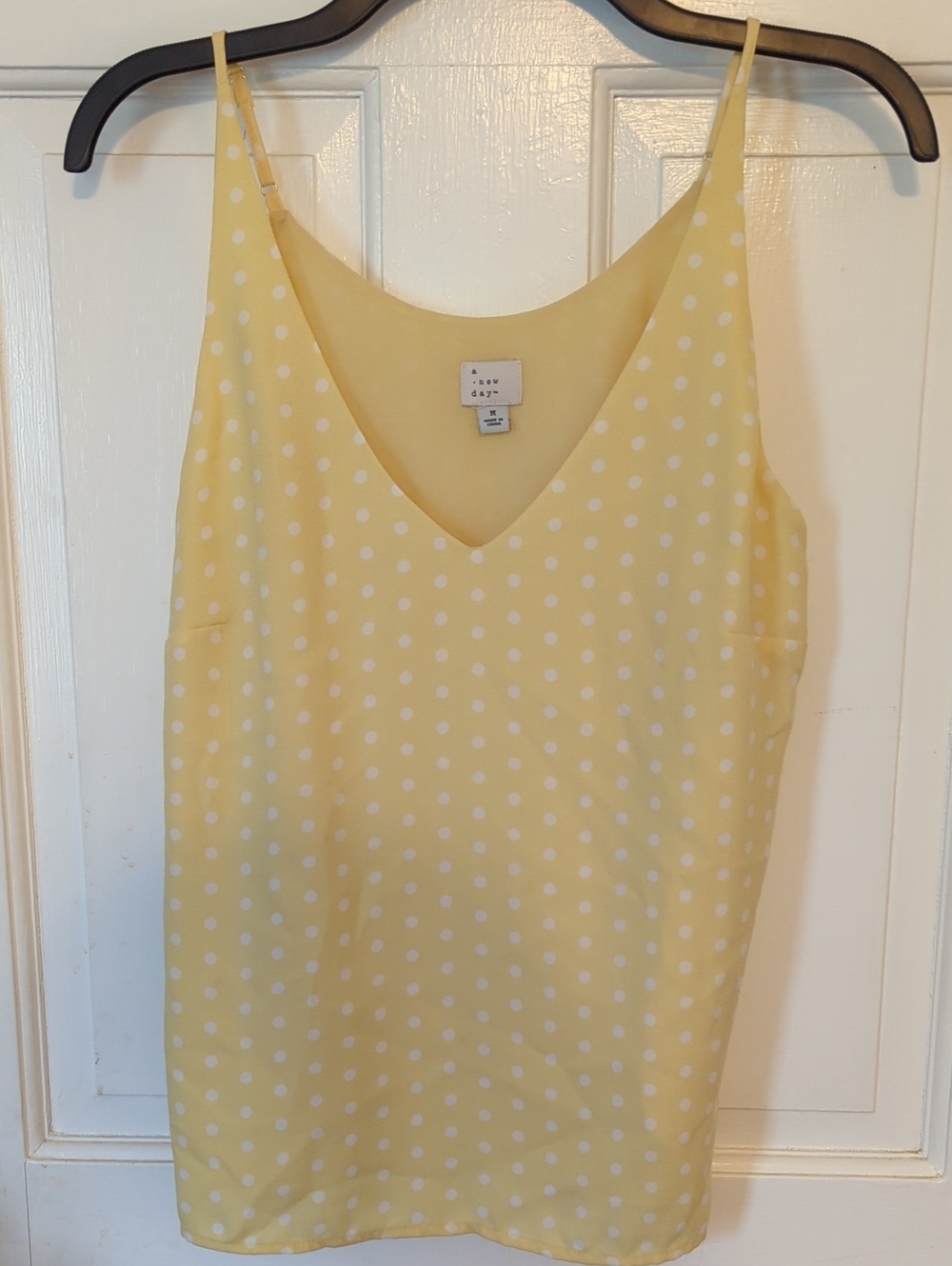 BOGO 💚 a new day Yellow and White Polka Dot V-Neck Cami